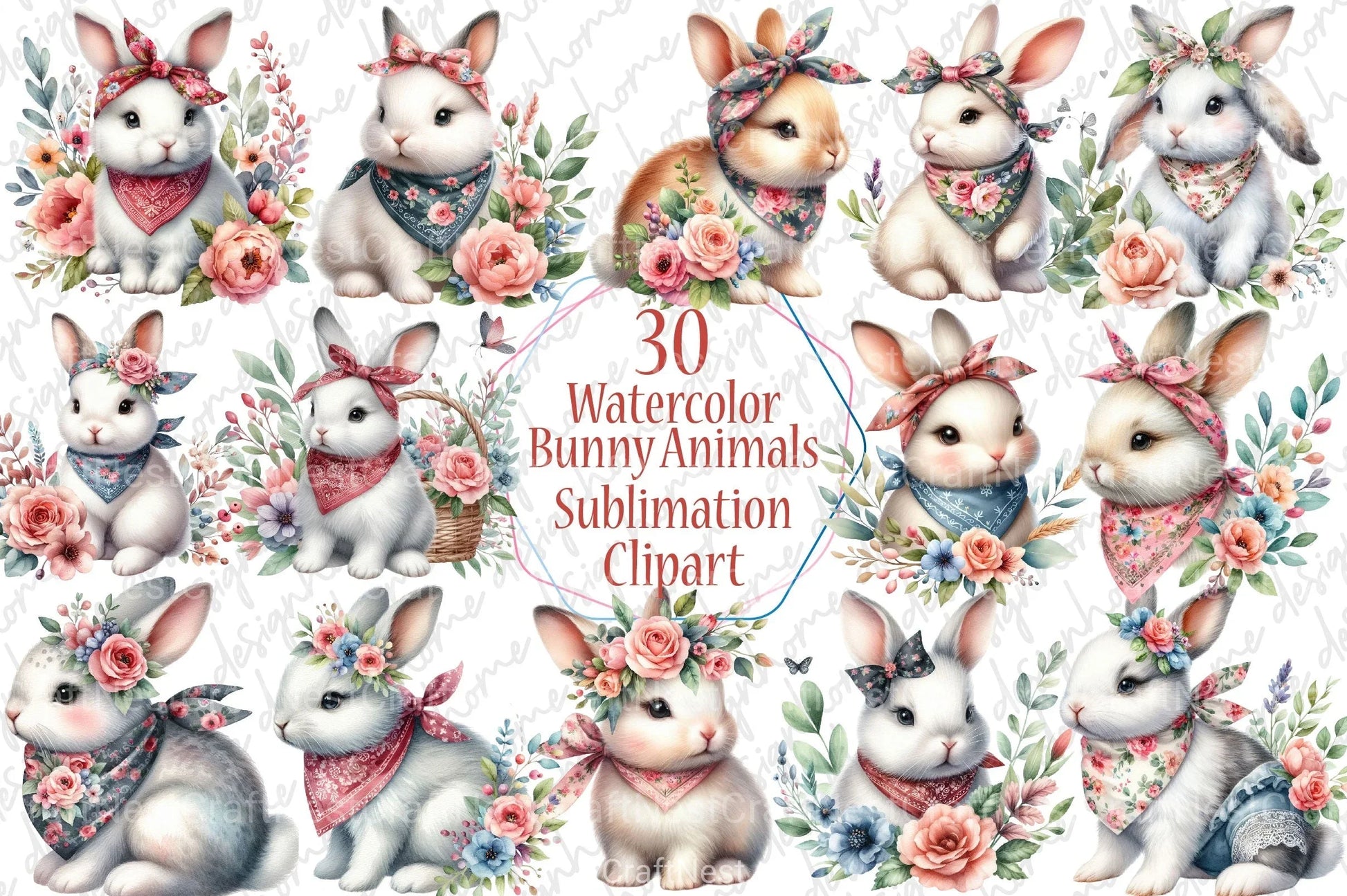Tiger Bunny Animals Clipart Bundle - CraftNest - Digital Crafting and Art