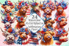 4th of July Highland Cow Clipart Bundle