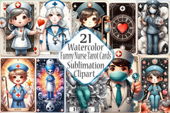 Funny Nurse Tarot Card Clipart Bundle for 12-Hour Shifts - CraftNest - Digital Crafting and Art