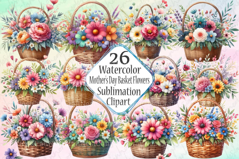 Mother's Day Flower Basket Clipart Bundle - CraftNest - Digital Crafting and Art
