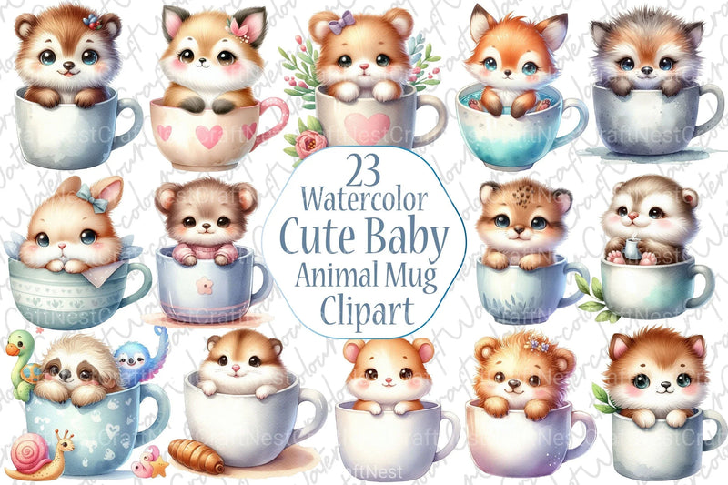 Cute Baby Animal Clipart Bundle - CraftNest - Digital Crafting and Art