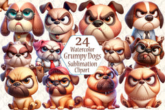 Funny Grumpy Dogs Clipart Bundle 36 - CraftNest - Digital Crafting and Art