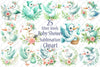 Mint Stork Baby Shower Clipart Bundle