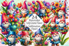 Tulip Gnome Clipart Bundle - CraftNest - Digital Crafting and Art