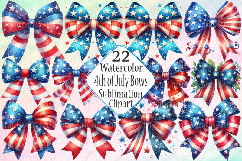4th of July Bows Clipart Bundle - CraftNest - Digital Crafting and Art