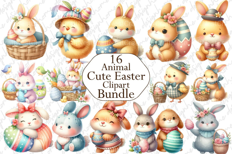Cute Easter Animals Clipart Bundle 7 - CraftNest - Digital Crafting and Art