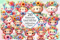 Kawaii Teddy Bear Clipart Bundle - CraftNest - Digital Crafting and Art