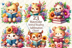 Animal Reading Book Clipart Bundle - CraftNest - Digital Crafting and Art