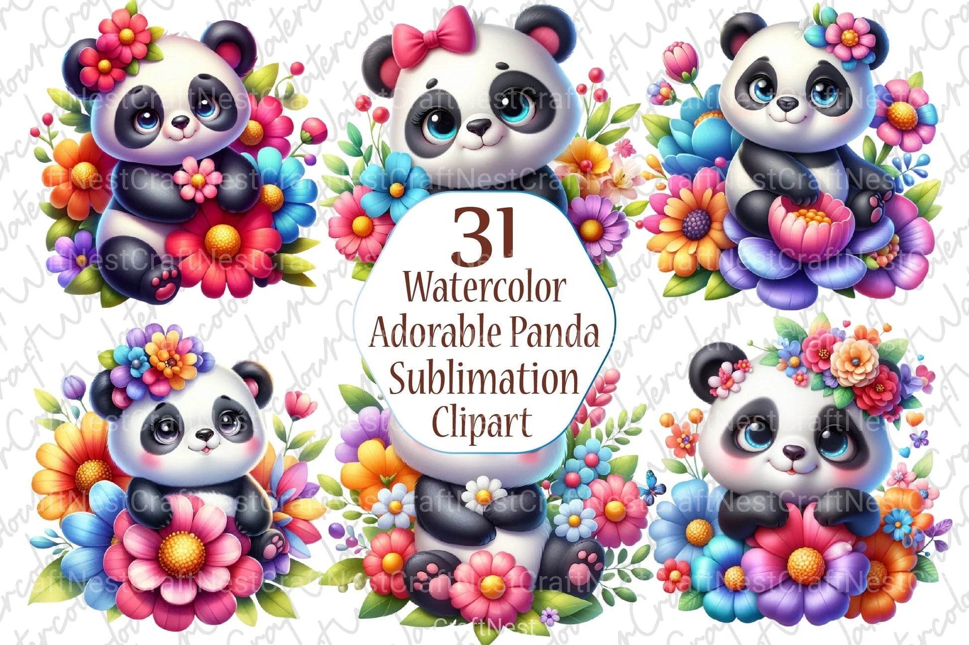 Adorable Panda Clipart Bundle - CraftNest - Digital Crafting and Art