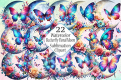 Butterfly and Floral Moon Clipart Bundle - CraftNest - Digital Crafting and Art