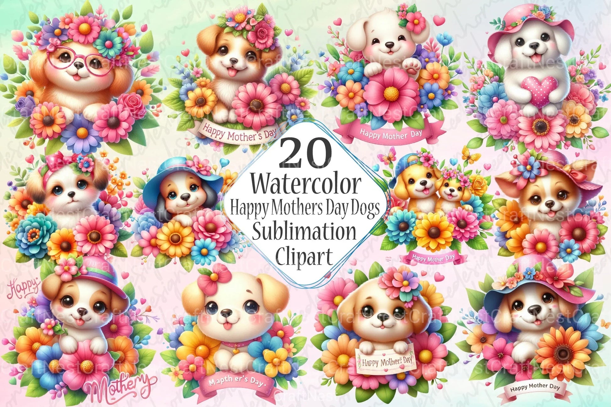Happy Mother's Day Dog Clipart Bundle - CraftNest - Digital Crafting and Art