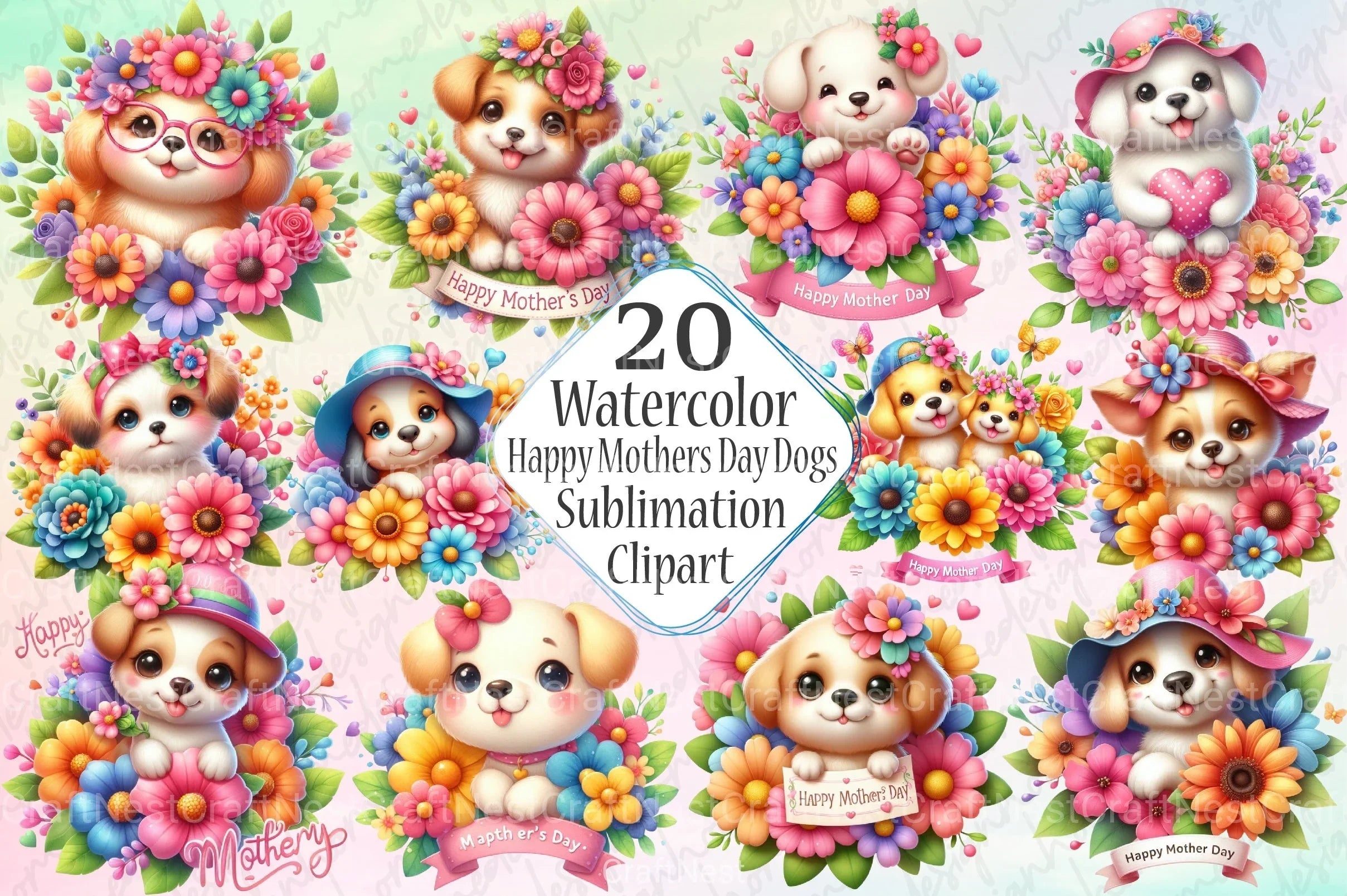 Happy Mother's Day Dog Clipart Bundle - CraftNest - Digital Crafting and Art
