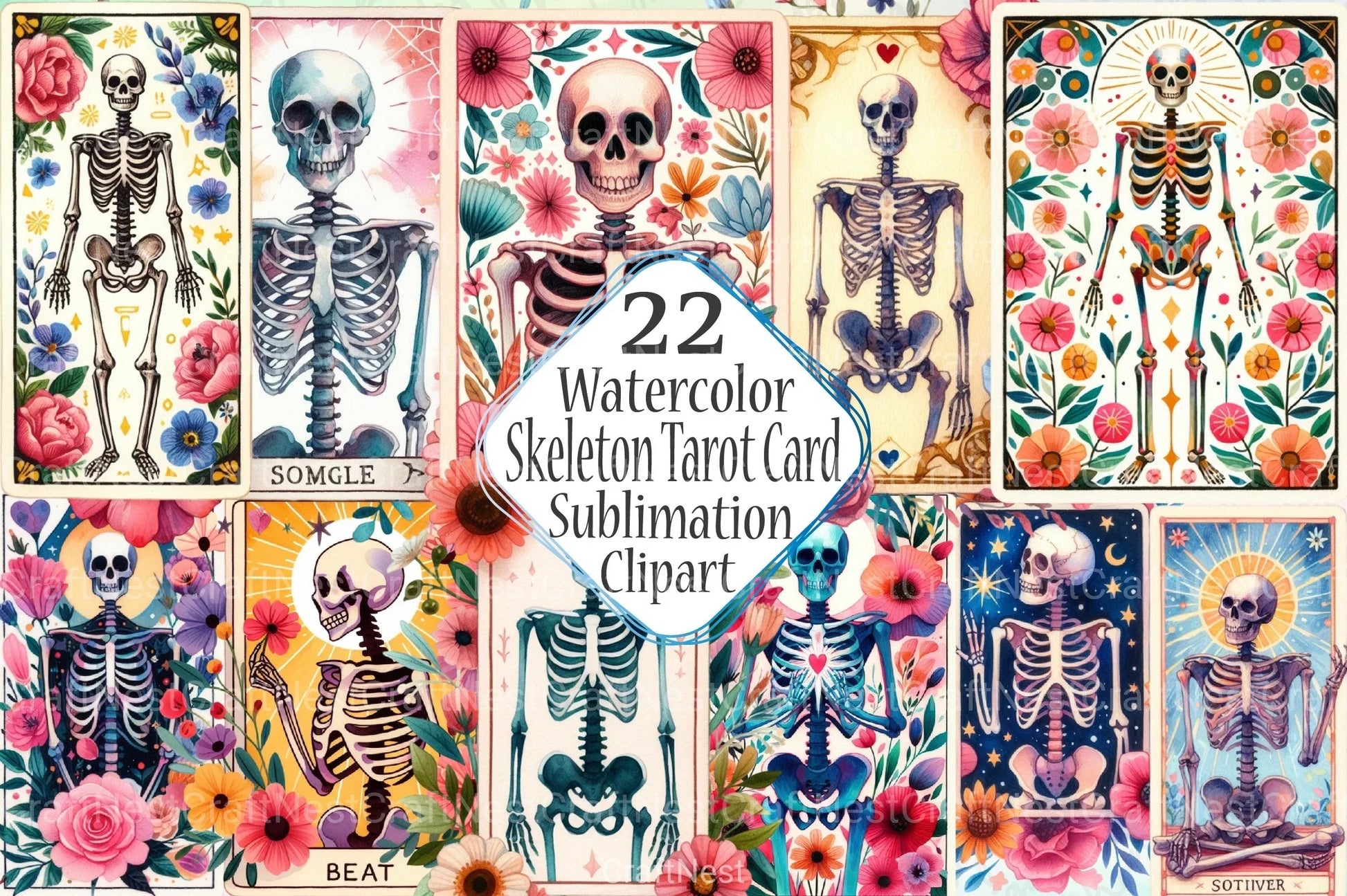 Skeleton Tarot Card Mother's Day Clipart Bundle - CraftNest - Digital Crafting and Art