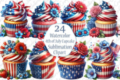 4th of July Cupcake Clipart Bundle 3 - CraftNest - Digital Crafting and Art