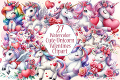 Cute Unicorn Valentine Clipart Bundle - CraftNest - Digital Crafting and Art