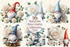 White Rose Gnome Clipart Bundle