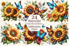 Butterfly Sunflower Clipart Bundle - CraftNest - Digital Crafting and Art