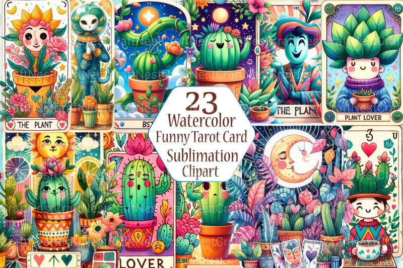 Plant Lover Funny Tarot Card Clipart Bundle - CraftNest - Digital Crafting and Art