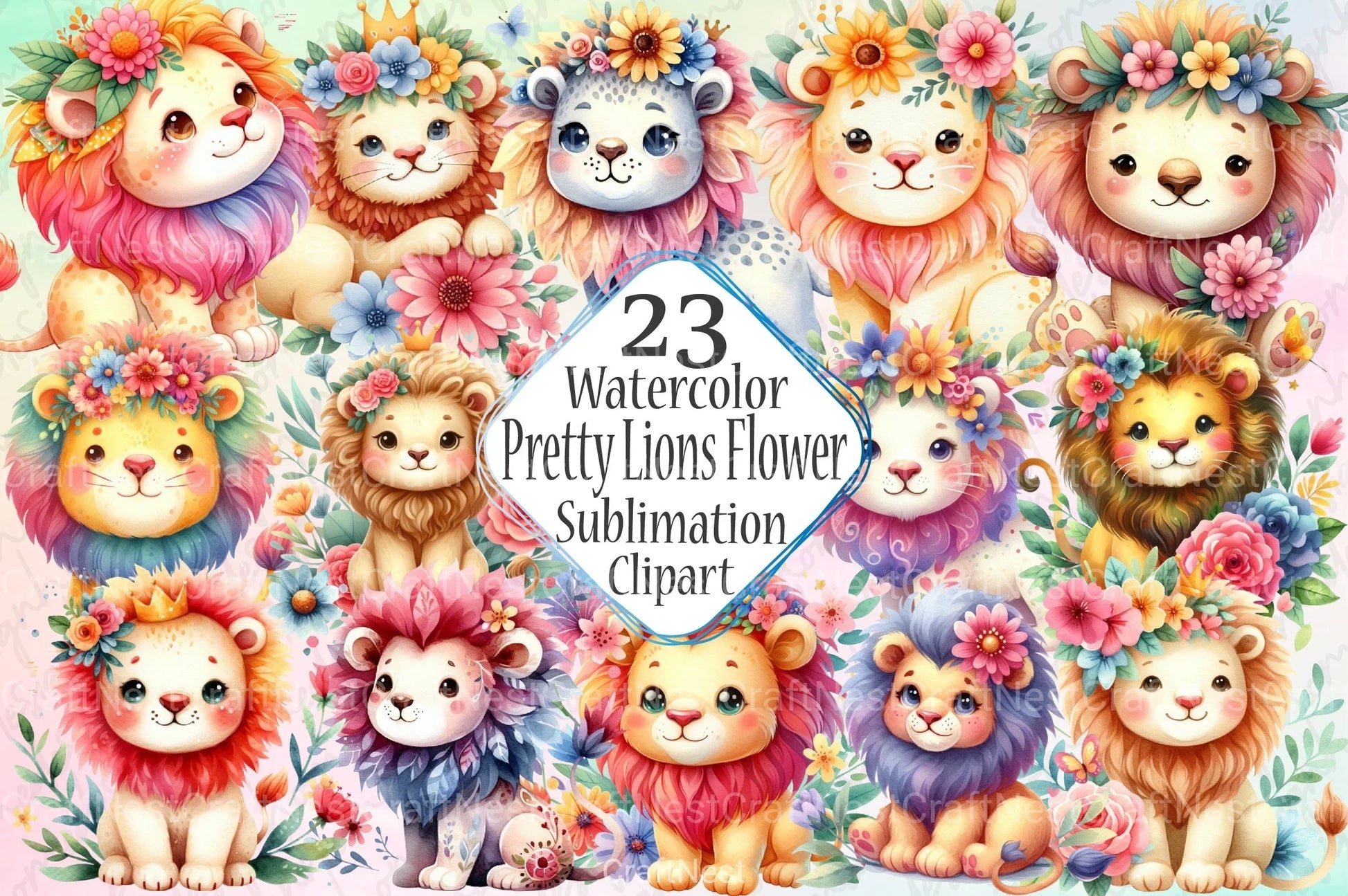 Pretty Lions Clipart Bundle - CraftNest - Digital Crafting and Art