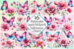 Coquette Pink Butterfly Clipart Bundle 3 - CraftNest - Digital Crafting and Art