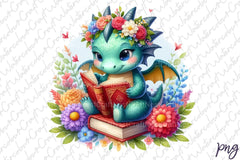 Cute Dragon Reading Clipart Bundle - CraftNest - Digital Crafting and Art