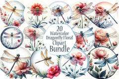 Dragonfly Floral Sublimation Clipart Bundle - CraftNest - Digital Crafting and Art