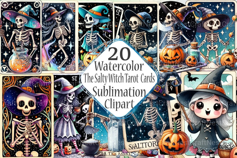 Salty Witch Tarot Halloween Clipart Bundle - CraftNest - Digital Crafting and Art