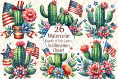 Fourth of July Cactus Clipart Bundle - CraftNest - Digital Crafting and Art