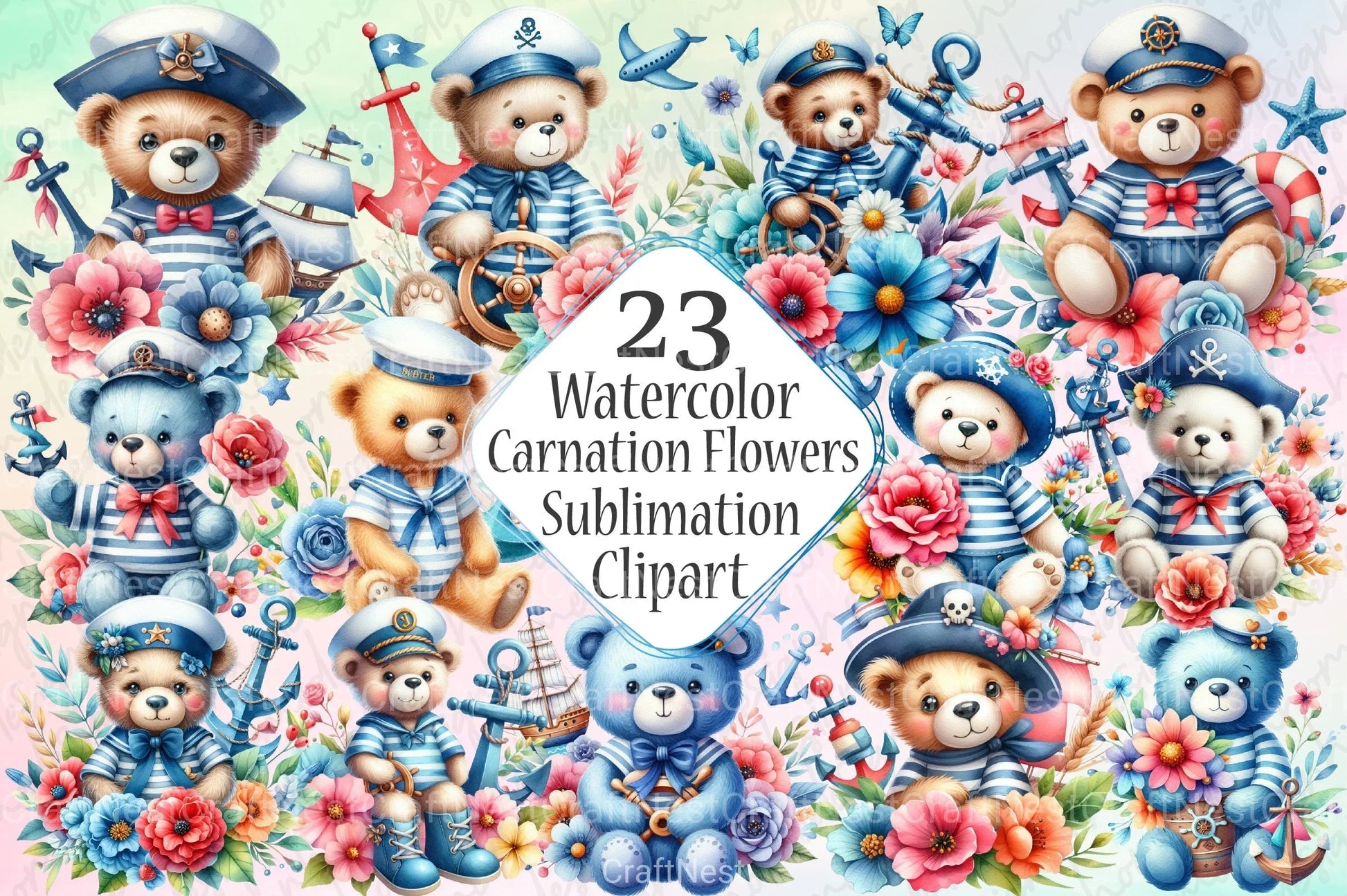 Carnation Flowers Clipart Collection Bundle - CraftNest - Digital Crafting and Art