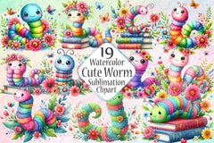 Cute Worm Clipart Bundle - CraftNest - Digital Crafting and Art