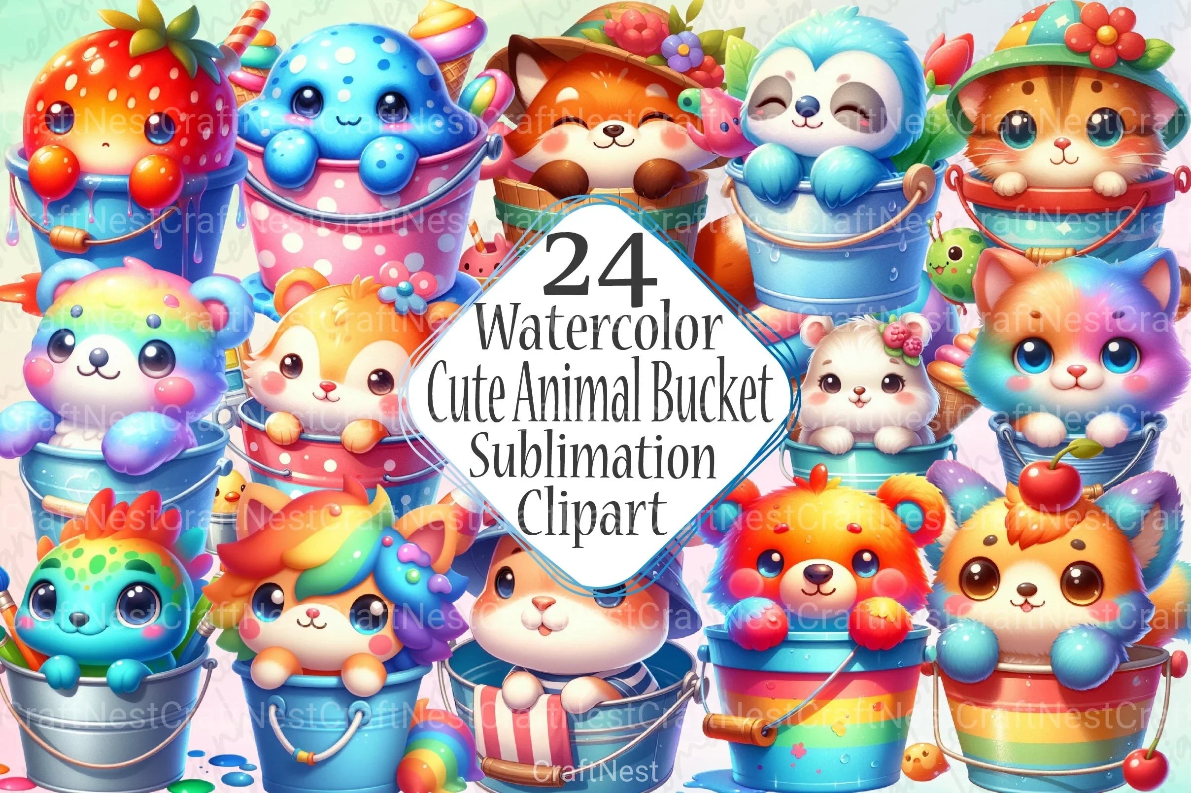 Cute Animal Clipart Bundle in Bucket - CraftNest - Digital Crafting and Art