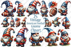 American Football Gnome Clipart Bundle - CraftNest - Digital Crafting and Art