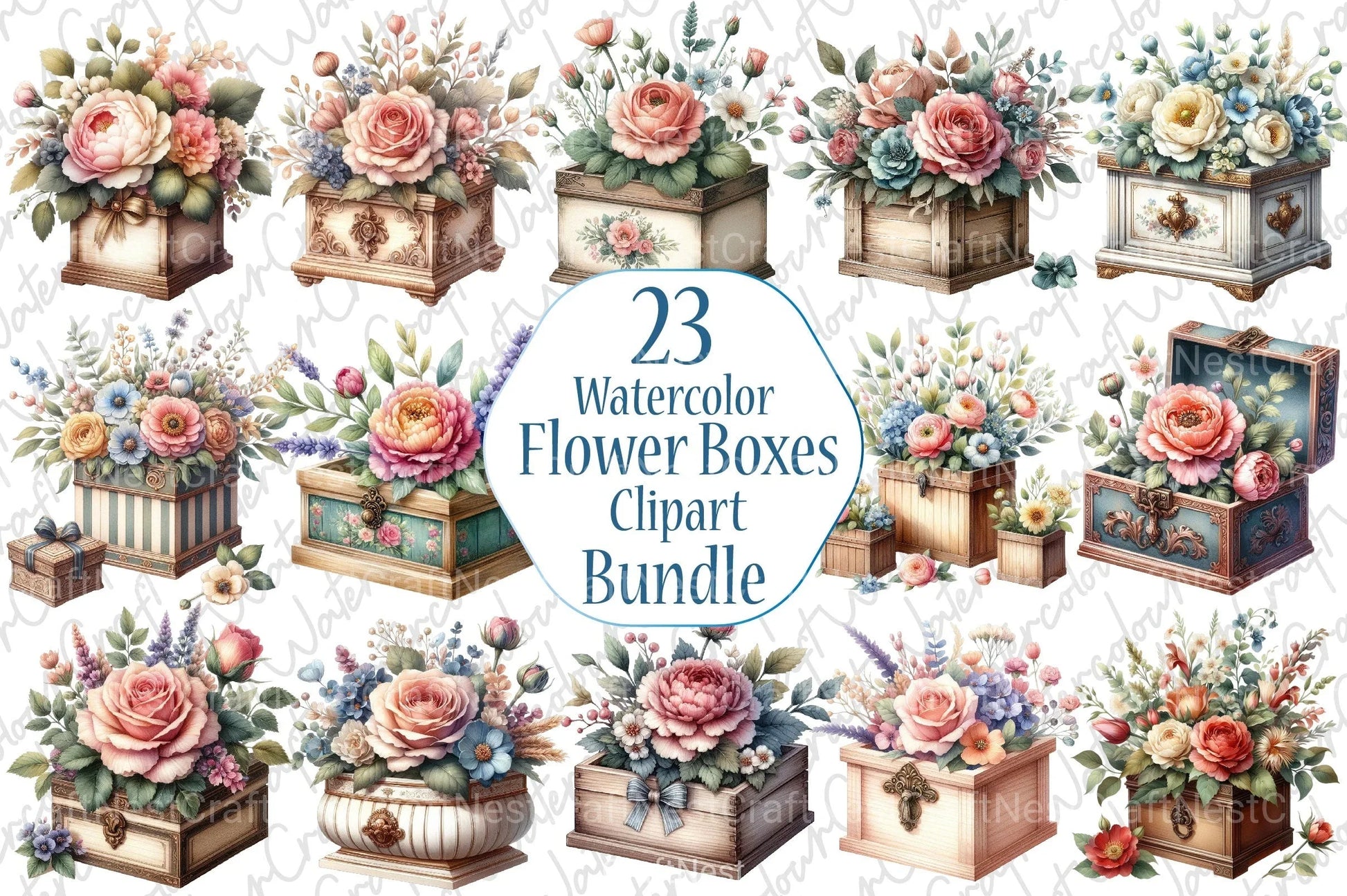 Flower Boxes Clipart Bundle - CraftNest - Digital Crafting and Art