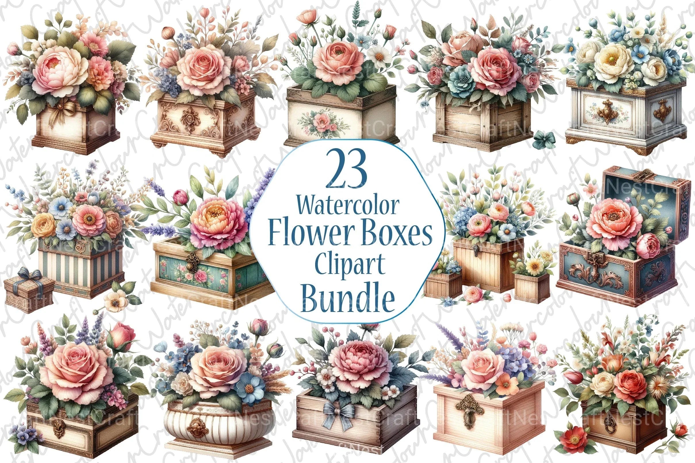 Flower Boxes Clipart Bundle - CraftNest - Digital Crafting and Art