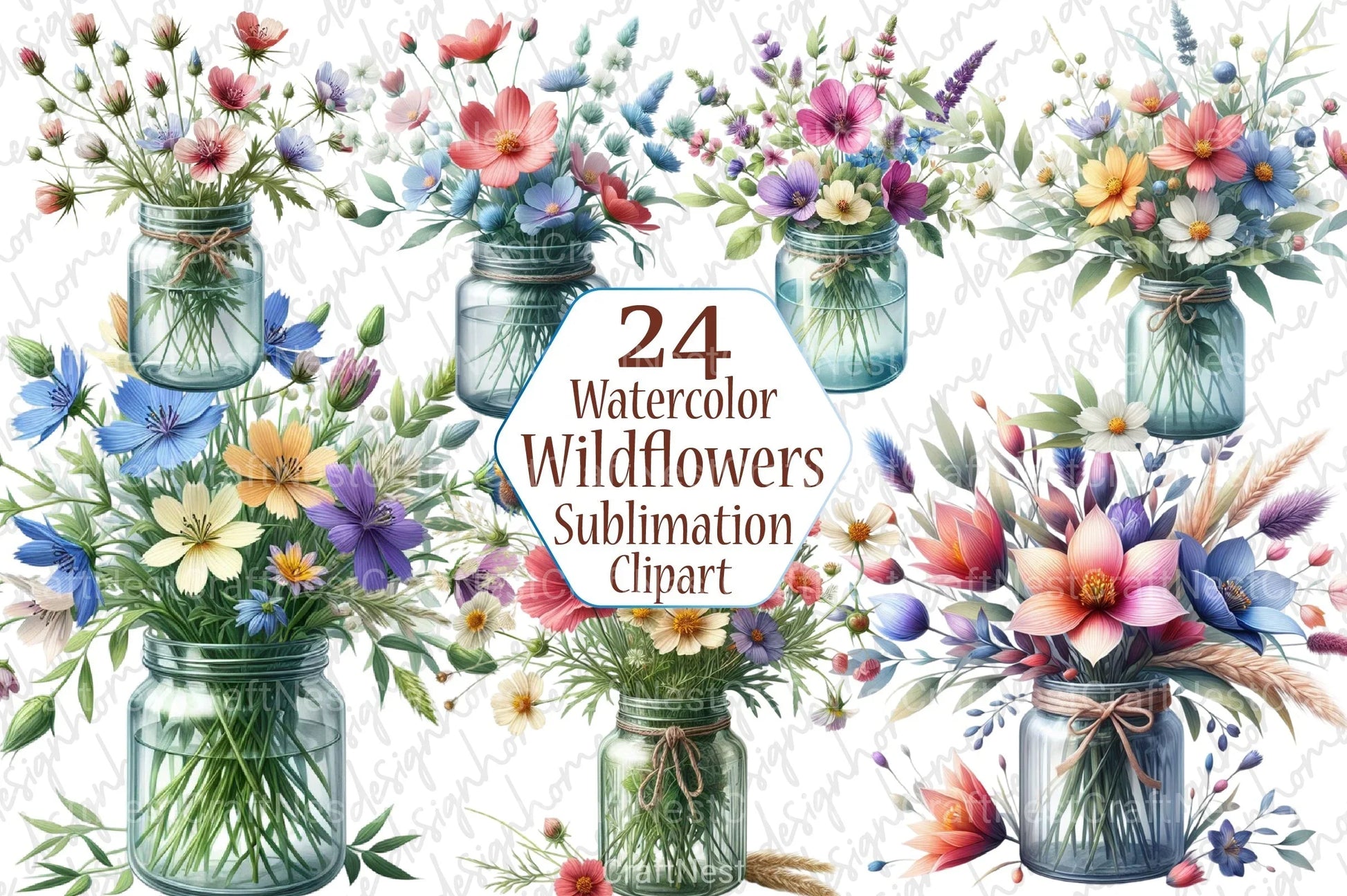 Wildflower Jar Clipart Bundle - CraftNest - Digital Crafting and Art