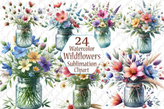 Wildflower Jar Clipart Bundle - CraftNest - Digital Crafting and Art