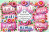 Mama Pink Daisy License Plate Clipart Bundle