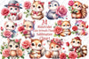 Cute Animals Flower Clipart Bundle