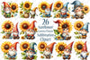 Sunflower Gnome Flower Clipart Bundle