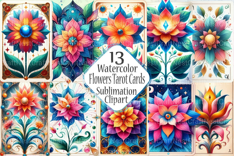 Flowers Tarot Cards Clipart Bundle 1 - CraftNest - Digital Crafting and Art