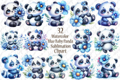 Blue Baby Panda Clipart Bundle - CraftNest - Digital Crafting and Art
