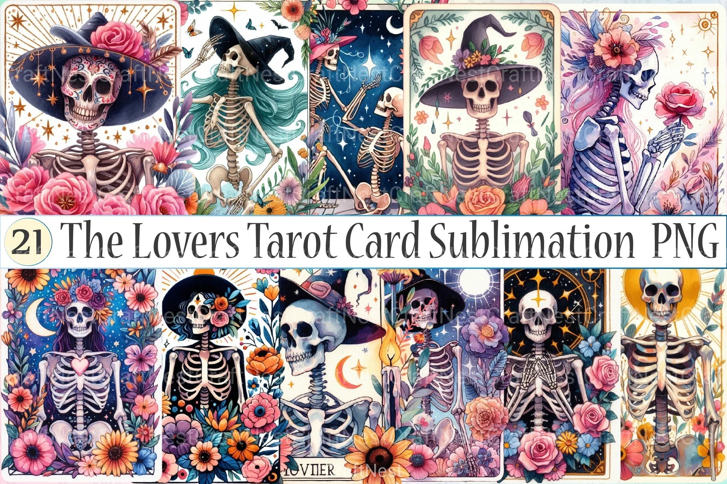 The Lovers Tarot Card Clipart Bundle 99 - CraftNest - Digital Crafting and Art