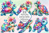 Gem Sea Turtle Mom and Baby Clipart Bundle