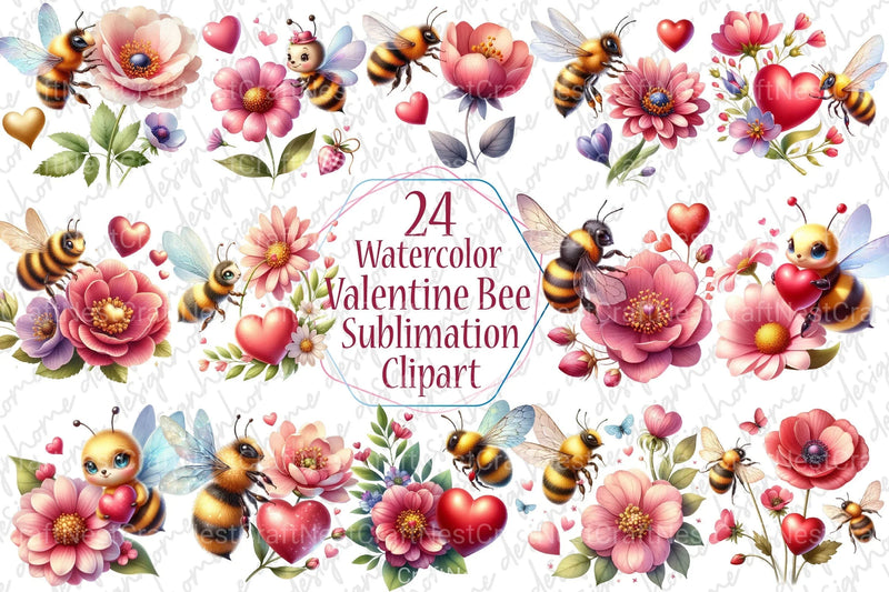 Valentine Bee Clipart Bundle 99 - CraftNest - Digital Crafting and Art