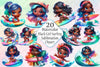 Black Girl Surfing Clipart Bundle