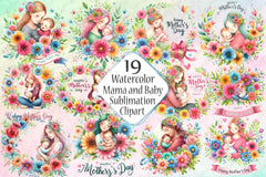 Mothers Day Mama and Baby Clipart Bundle - CraftNest - Digital Crafting and Art