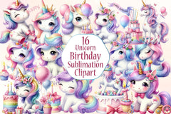 Unicorn Birthday Clipart Bundle 99 - CraftNest - Digital Crafting and Art