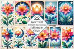 Birth Month Flower Tarot Card Clipart Bundle - CraftNest - Digital Crafting and Art