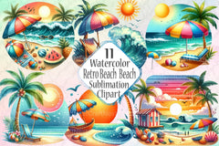 Retro Beach Clipart Bundle - CraftNest - Digital Crafting and Art
