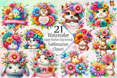 Happy Mother's Day Animal Clipart Bundle - CraftNest - Digital Crafting and Art